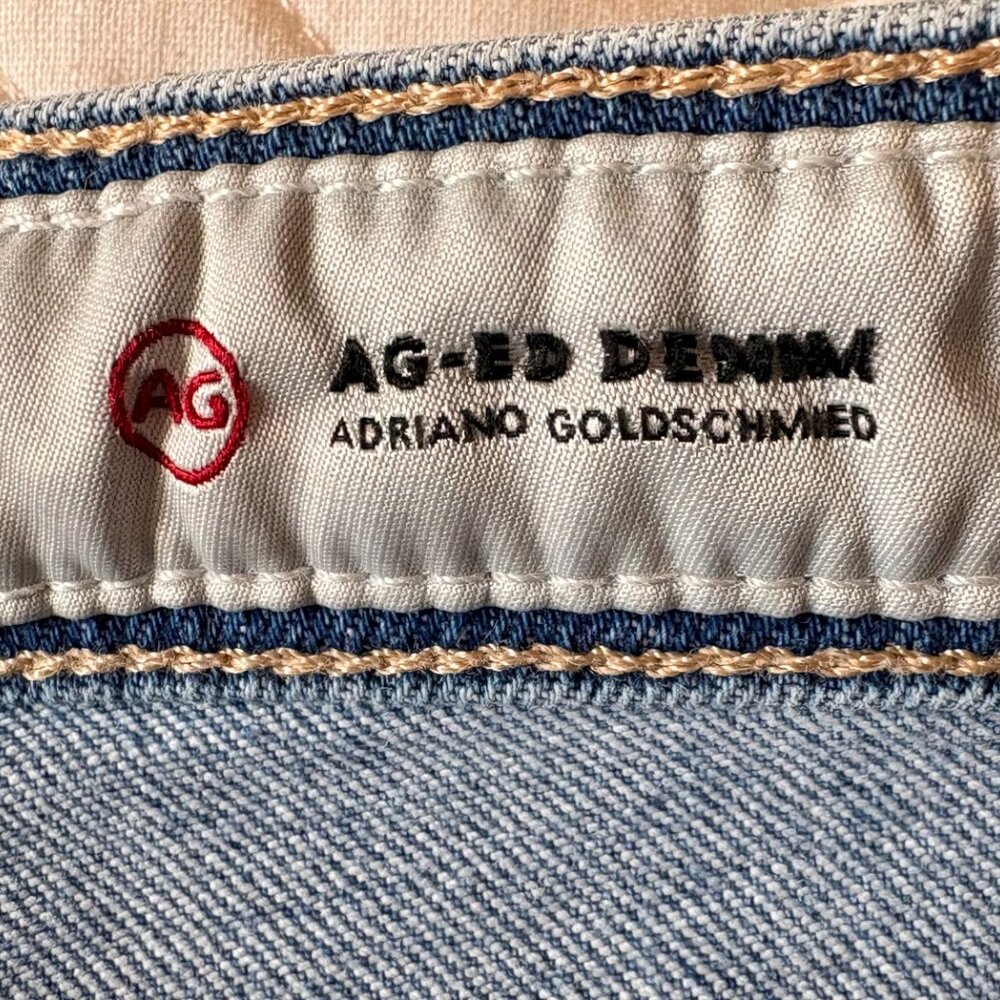 AG Isabelle Straight Leg Crop Jeans Size 30 High Rise Raw Hem Designer Denim - Picture 6 of 7